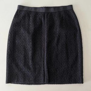 Ann Taylor black lace overlay lined midi pencil skirt 6 slimming sexy classy